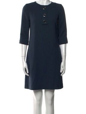 Jane Atelier (formerly Goat) Navy Blue Wool Crepe Shift Dress - Size 8
